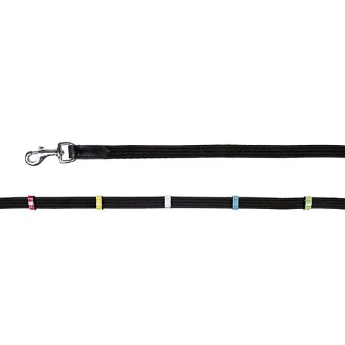 Фото Повод тесьмяный с разноцветными упорами, на карабинах. HKM