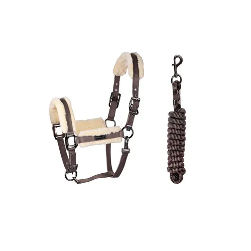 Фото Недоуздок с чомбуром Lexie Brown Iron, меховая подкладка. Kingsland