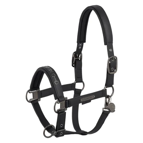 Фото Недоуздок Faux Leather Double Pin Black Platinum 25. Eskadron