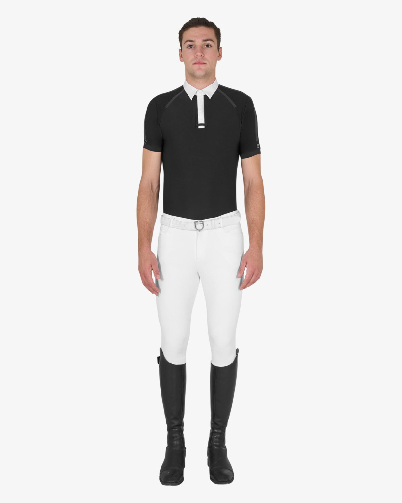 Рубашка поло турнирная мужская Slim Fit Black. Equestro 5