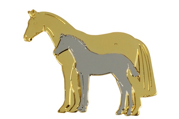 Значок Mare and Foal, gold and silver. Happy Ross