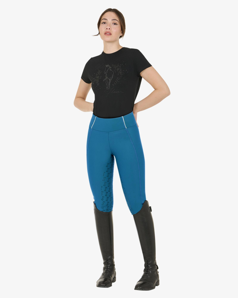 Бриджи леггинсы зимние Fleece Slim Fit Blue Coral, полная силиконовая лея. Equestro 6