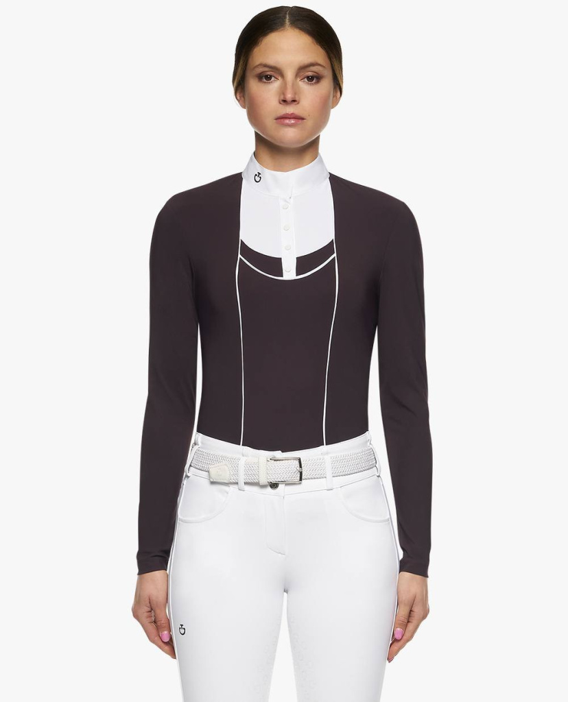 Рубашка турнирная с длинным рукавом Pique Dark Purple. Cavalleria Toscana