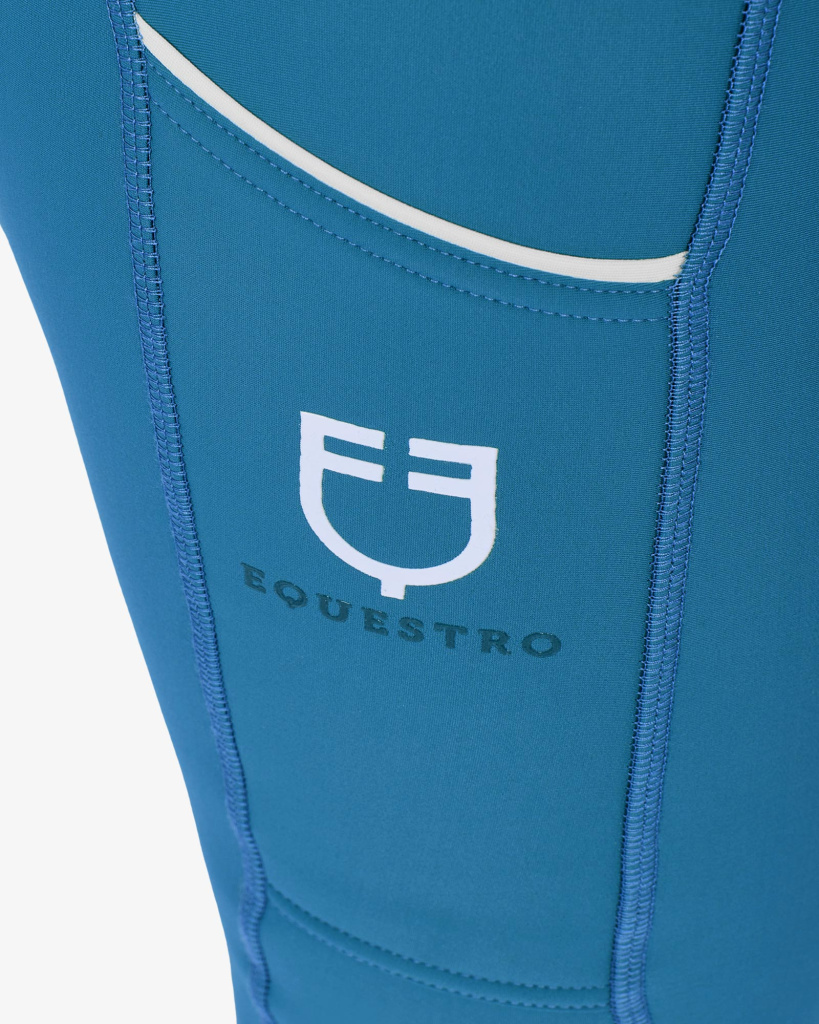 Бриджи леггинсы зимние Fleece Slim Fit Blue Coral, полная силиконовая лея. Equestro 3