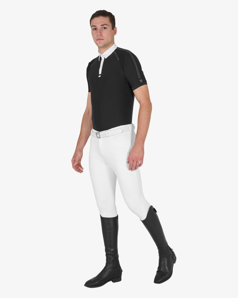 Рубашка поло турнирная мужская Slim Fit Black. Equestro 4