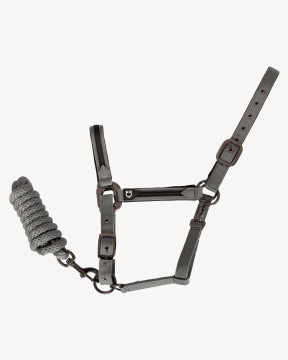 Недоуздок с чомбуром Durable Grey, флисовая подкладка. Equestro